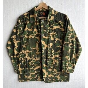 VTG 60s Bullseye Bill Jacket Mens M/L Green Duck Camo Hunting Water Repellent